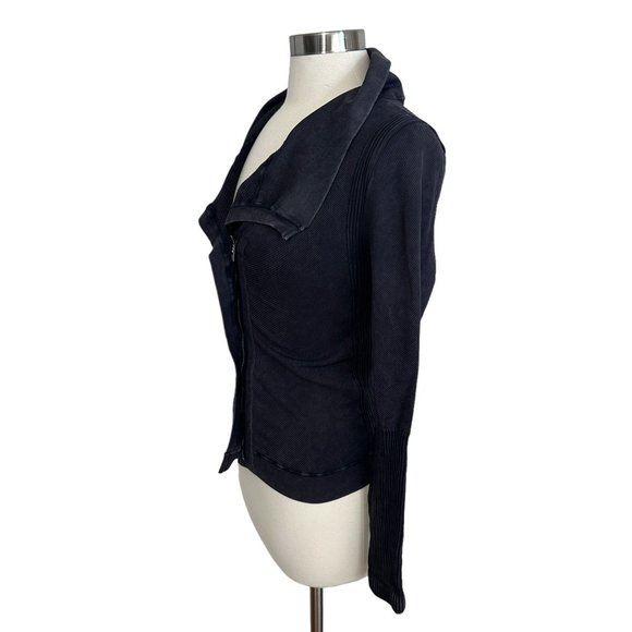 Free People Movement XS Black Mercury Moto Zip Seamless Knit Athletic Jacket - Picture 5 of 7